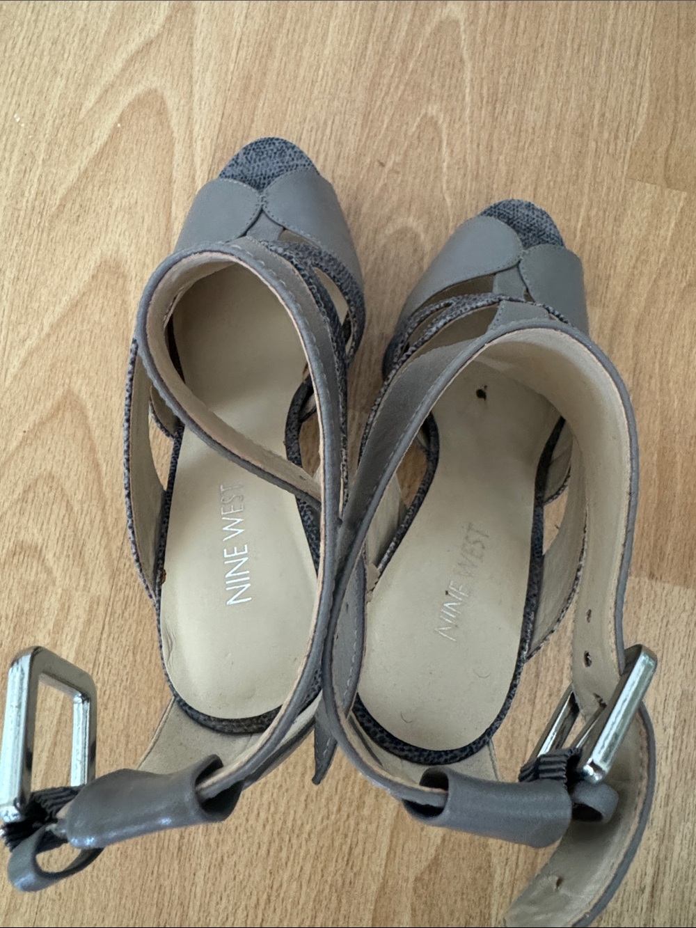 Nine West Gray Open-Toe Strappy Stilettos - Picture 4 of 5